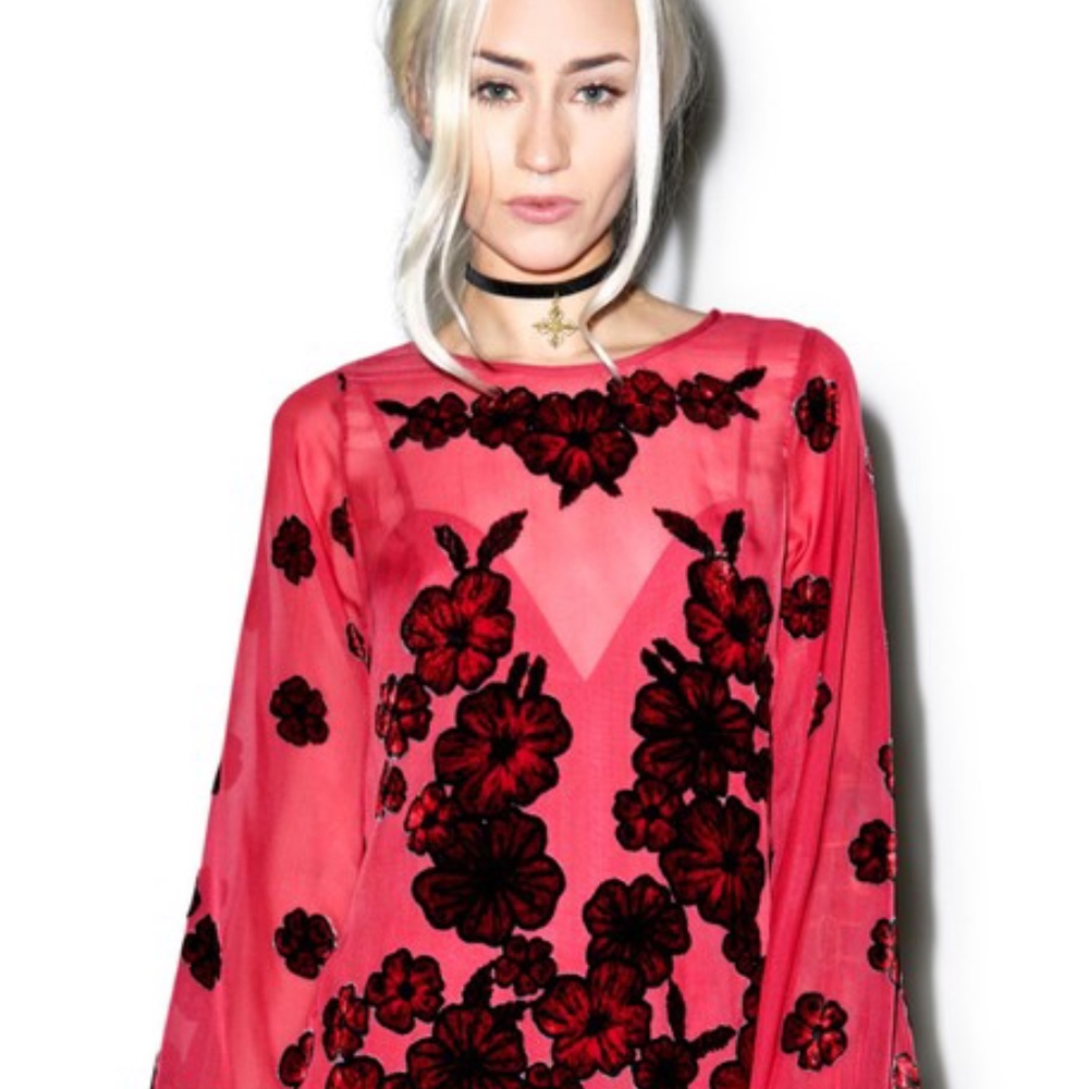 For Love and Lemons Floral Velvet Mini Dress